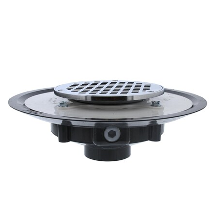 Jones Stephens 2in. Heavy Duty PVC Drain Base with 3-1/2in. Metal Spud and 6in. Chrome Plated Strainer D50023